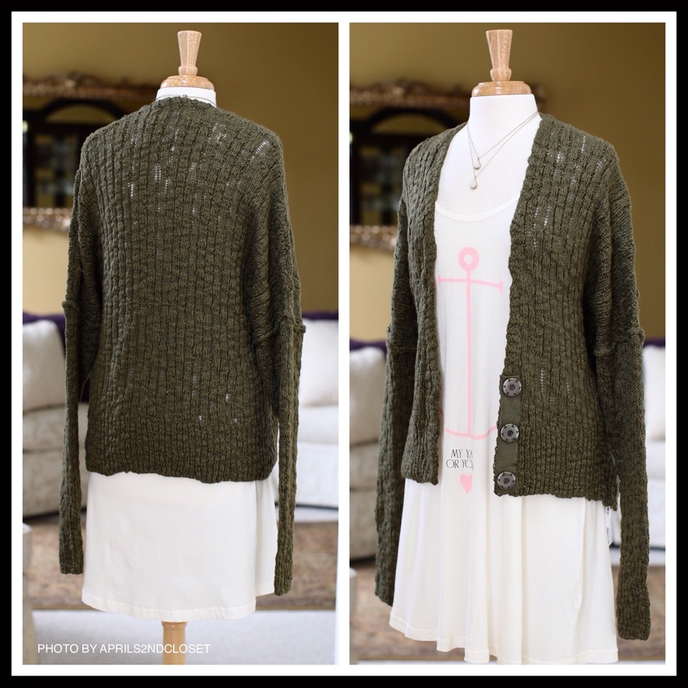 FREE PEOPLE CHUNKY KNIT OVERSIZED RIB CARDIGAN A2C - Picture 6 of 8